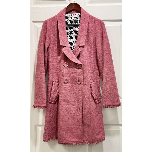 Cabi Womens Size 10 Pink Tweed Mid Length Coat Wool Blend #176 - Picture 1 of 8